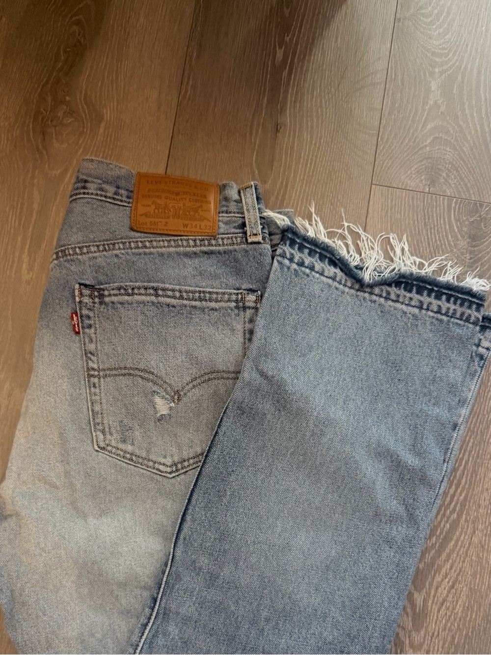 Levi's Men's Light Blue Straight Jeans with Frayed Hem | purchased in Japan
